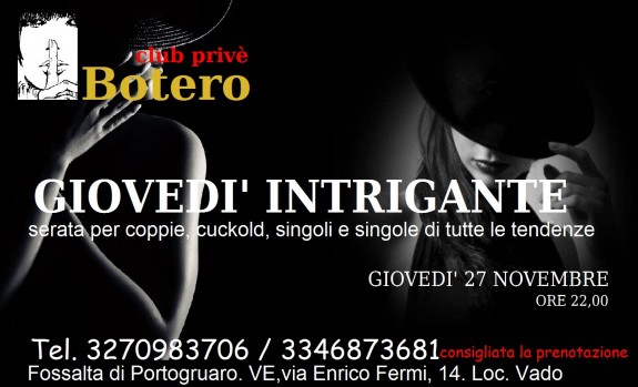 GIOVEDI’ INRIGANTE: GIOVEDI’ 27 NOVEMBRE ,ORE 22,00. GIOVEDI’ INRIGANTE: GIOVEDI’ 27 NOVEMBRE ,ORE 22,00.