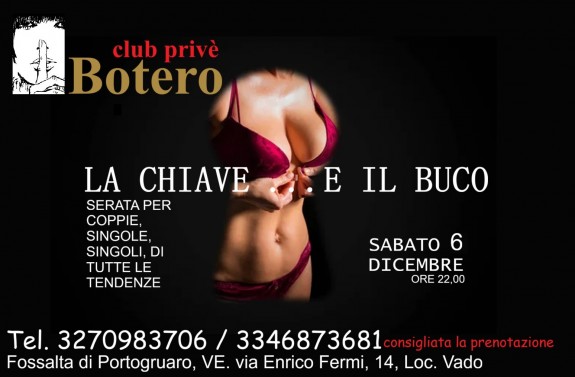 LA CHIAVE E IL BUCO, SABATO 6 DICEMBRE, ORE 22,OO.