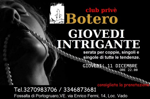 GIOVEDI’ INTRIGANTE: GIOVEDI 11 DICEMBRE, 0RE 22,00.