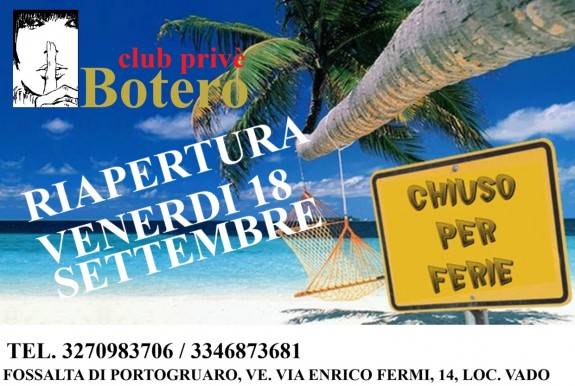AVVISO PER I SOCI E NUOVI DELLA CHIUSURA PER FERIE