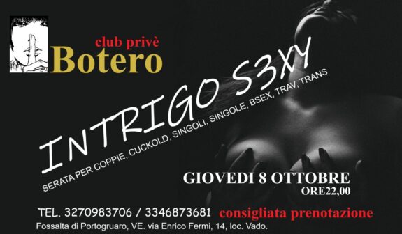 INTRIGO SEXY, GIOVEDI 8 OTTOBRE, ORE 22,00. INTRIGO SEXY, GIOVEDI 8 OTTOBRE, ORE 22,00.